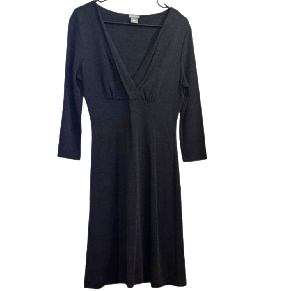 Ann Taylor Wool Midi Dress Size 8 Stretchy Full Career Business Minimalist Grey